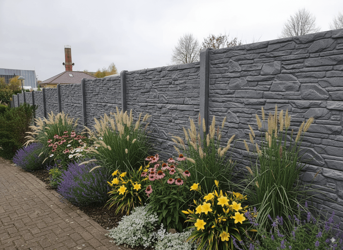 Pflanzen am Betonzaun