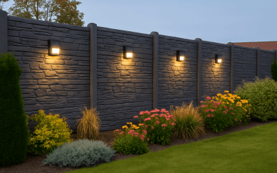 Beleuchtung am Betonzaun 